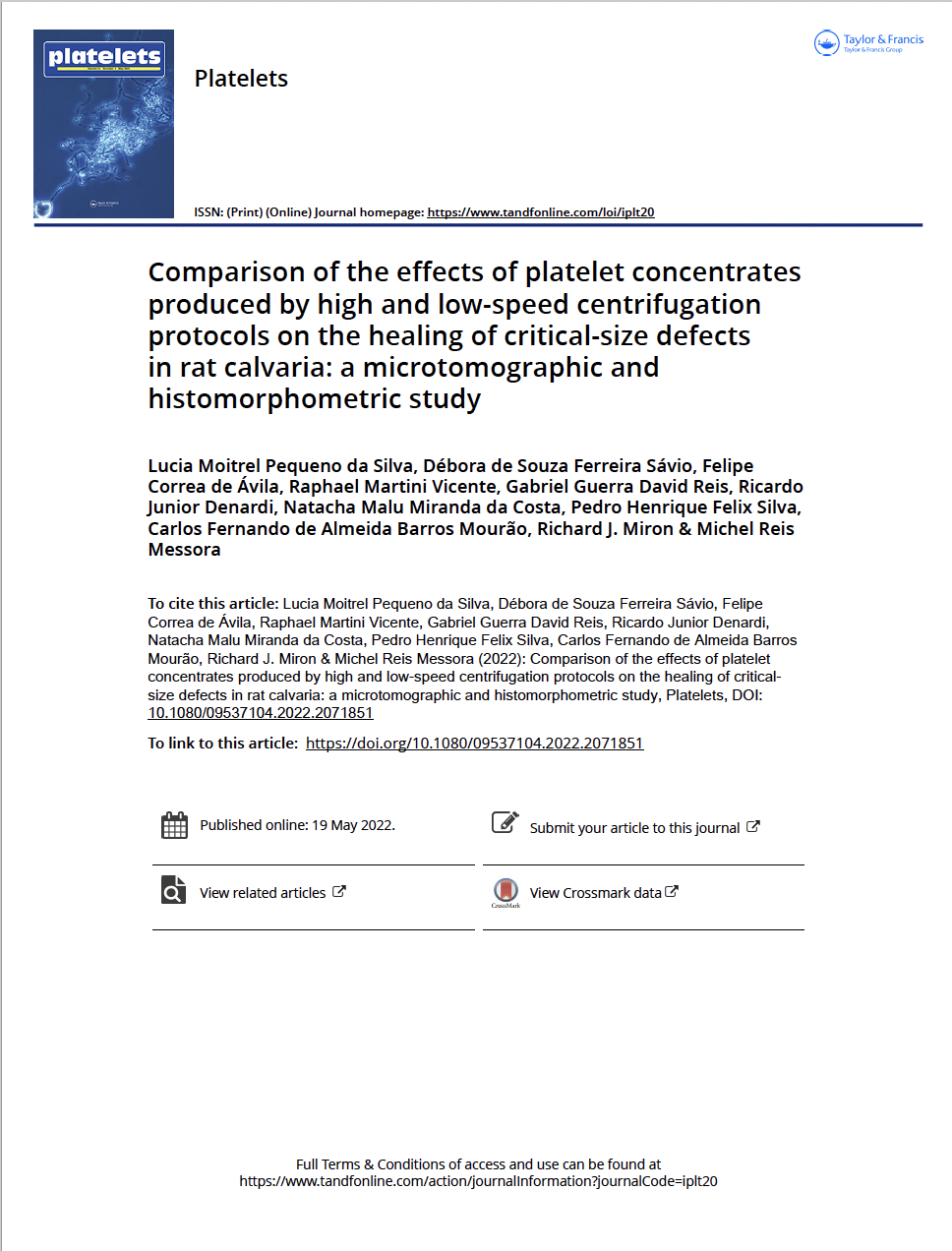 Comparison of the effects of platelet concentrates produced by high and low-speed centrifugation protocols on the healing of critical-size defects